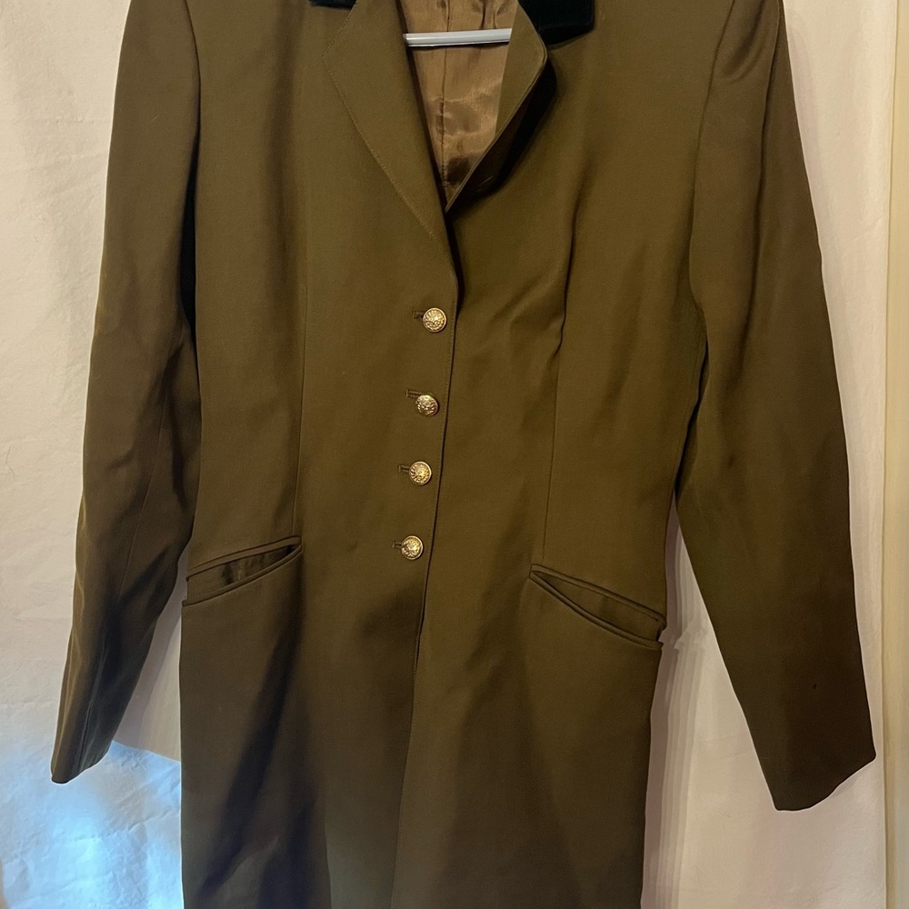 State of Claude Montana Wool Women's Tunic Jacket Olive Green Size 8